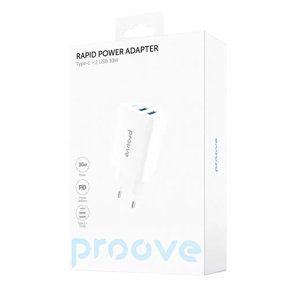 Зарядное устройство на 3 выхода 30 ватт Proove Rapid 2 USB + Type-C - фото 6