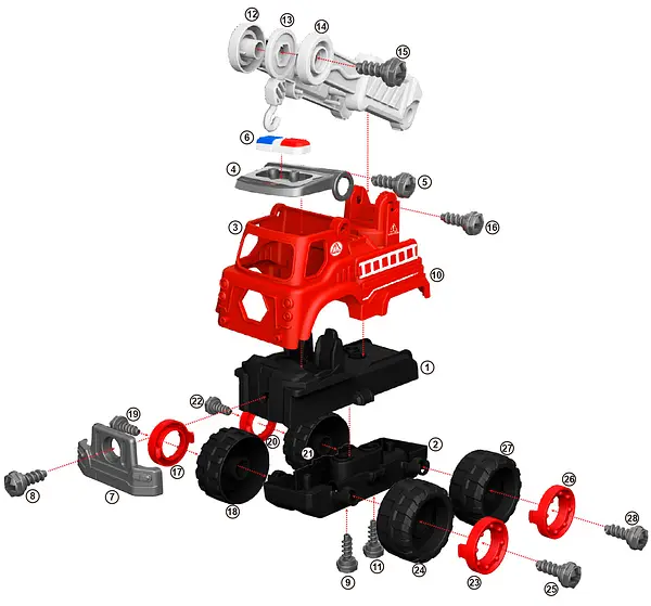 Конструктор DIY Spatial Creativity Пожарный кран, красный (CJ-1614181) - фото 4