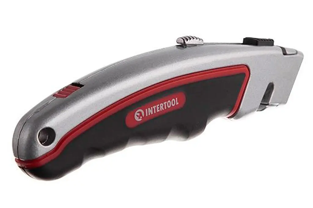 Ніж трапецієподібний будівельний висувний Intertool металевий прогумований HT-0516 - фото 5
