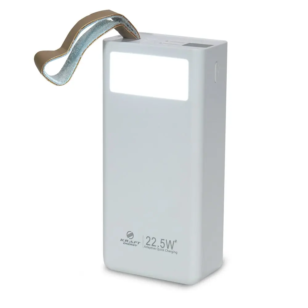 Повербанк 30000mAh Power Bank Kraft TPB-2330 White 22.5W QC3.0 LED-ліхтар (43-00034) - фото 2