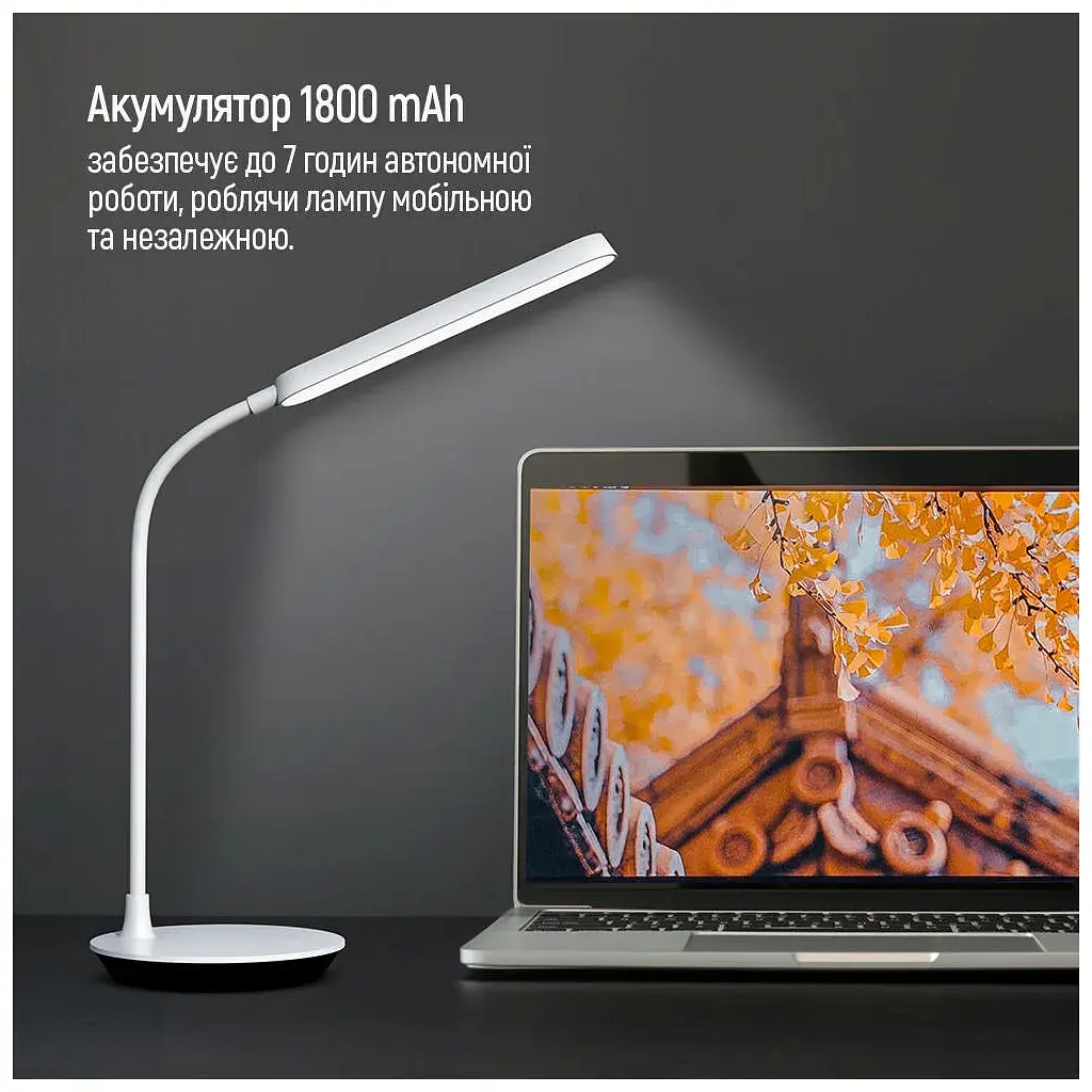 Настільна лампа ColorWay Portable & Flexible 360, 4W, з вбудованим акумулятором 1800 mAh (CW-DL12FB-W) - фото 12