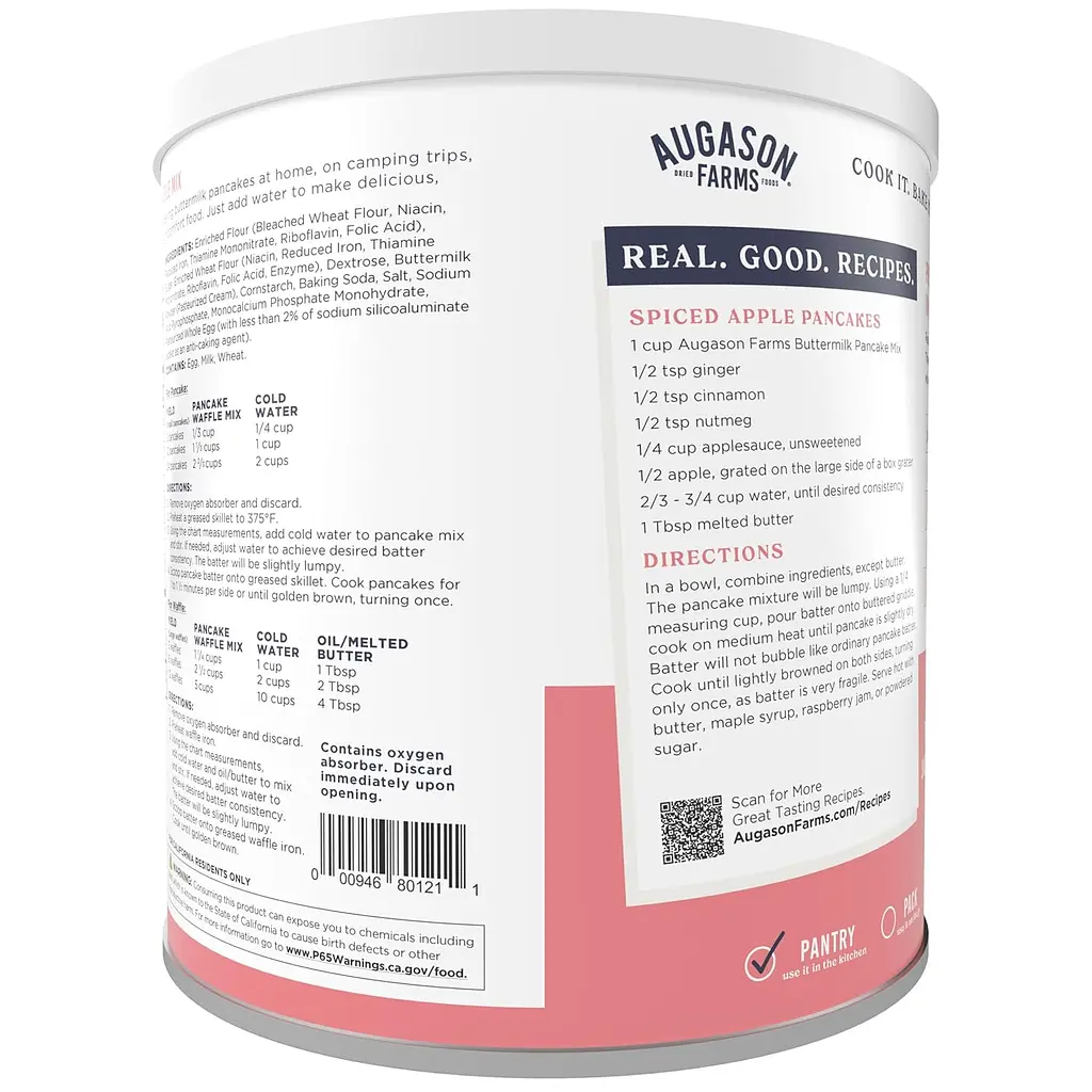 Суміш для приготування млинців та вафель Augason farms, 33 порції, 10 років термін зберігання (101194) - фото 2