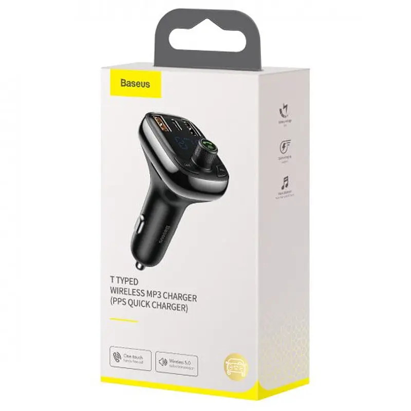 АЗП FM модулятор S-13 36W (2USB-A/1C) (CCMT000101) Чорний Baseus teh0029941 - фото 5