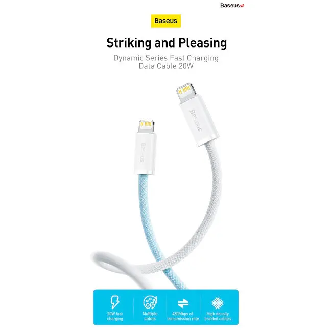 Кабель Baseus Dynamic 2 Series Fast Charging Cable Type-C to Lightning 20W 2m CALD040305 Purple - фото 7