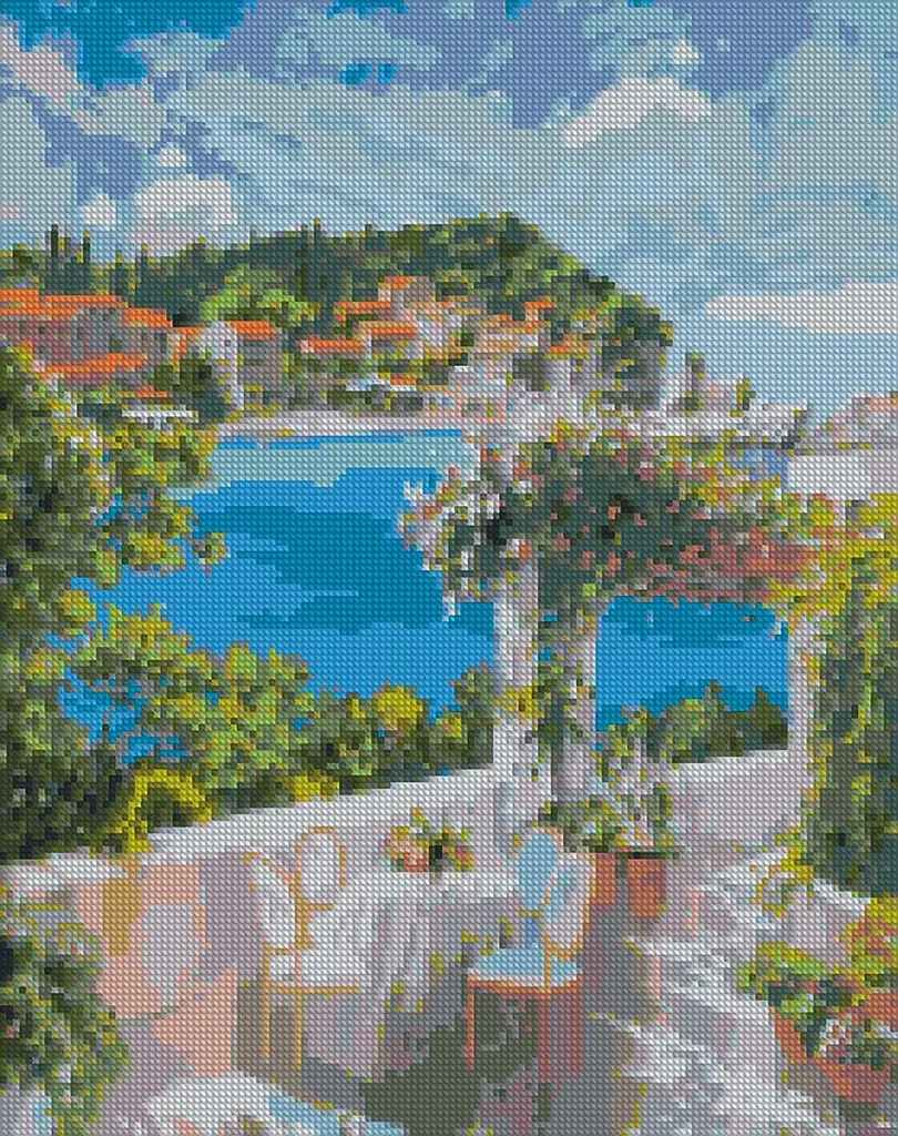 Алмазна мозаїка/вишивка Сніданок у моря 40*50 см Ідейка AMO 7051