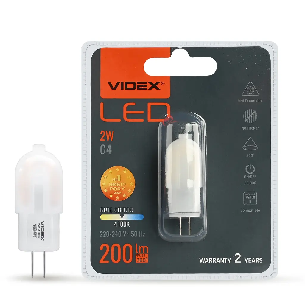 LED-лампа Videx G4e 2W G4 4100K (24632-000)