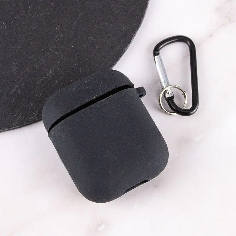 Силиконовый футляр с микрофиброй для наушников Airpods 1/2 Черный / Black - фото 3