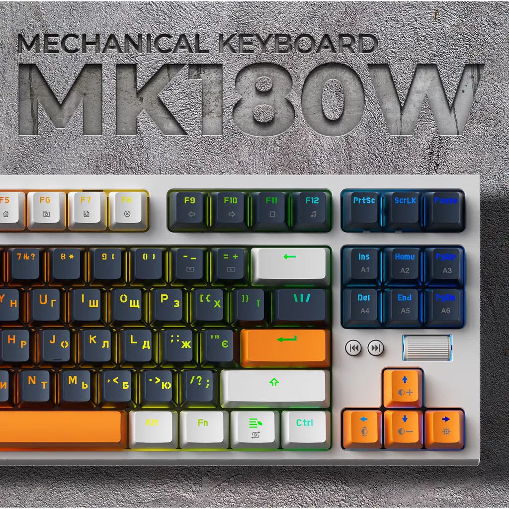 Клавиатура GamePro Red с Hot-Swap RGB White проводная механическая (MK180W) - фото 20