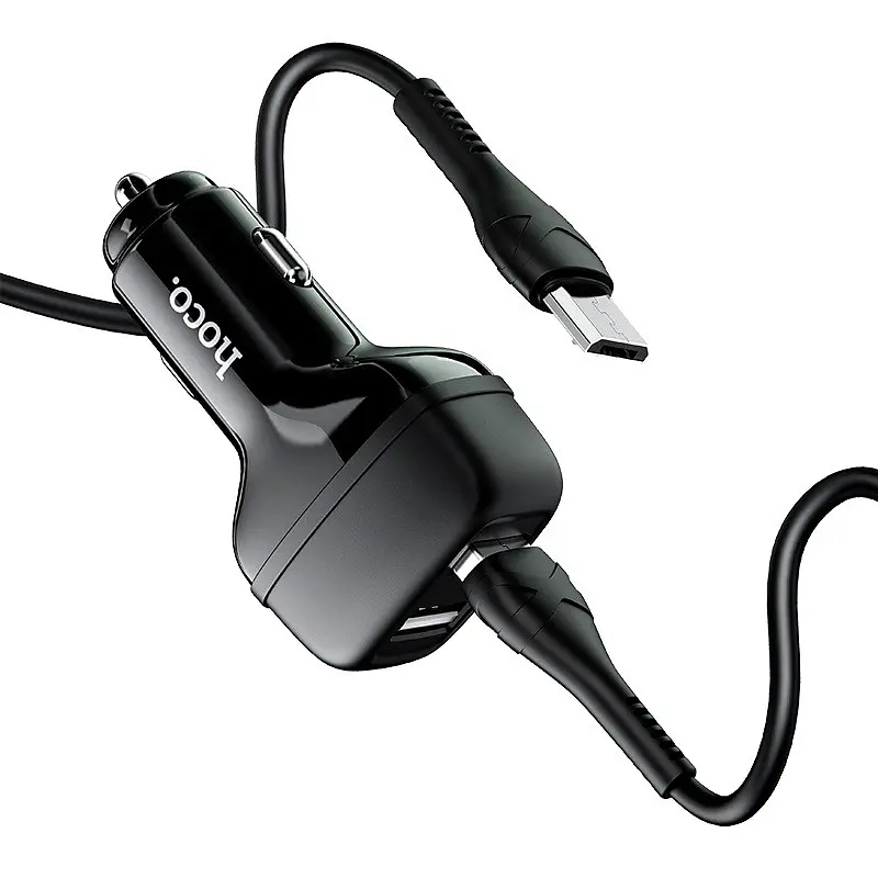 АЗП Hoco Z36 Leader 2.4A (2USB-A) + кабель USB to MicroUSB Чорний - фото 8