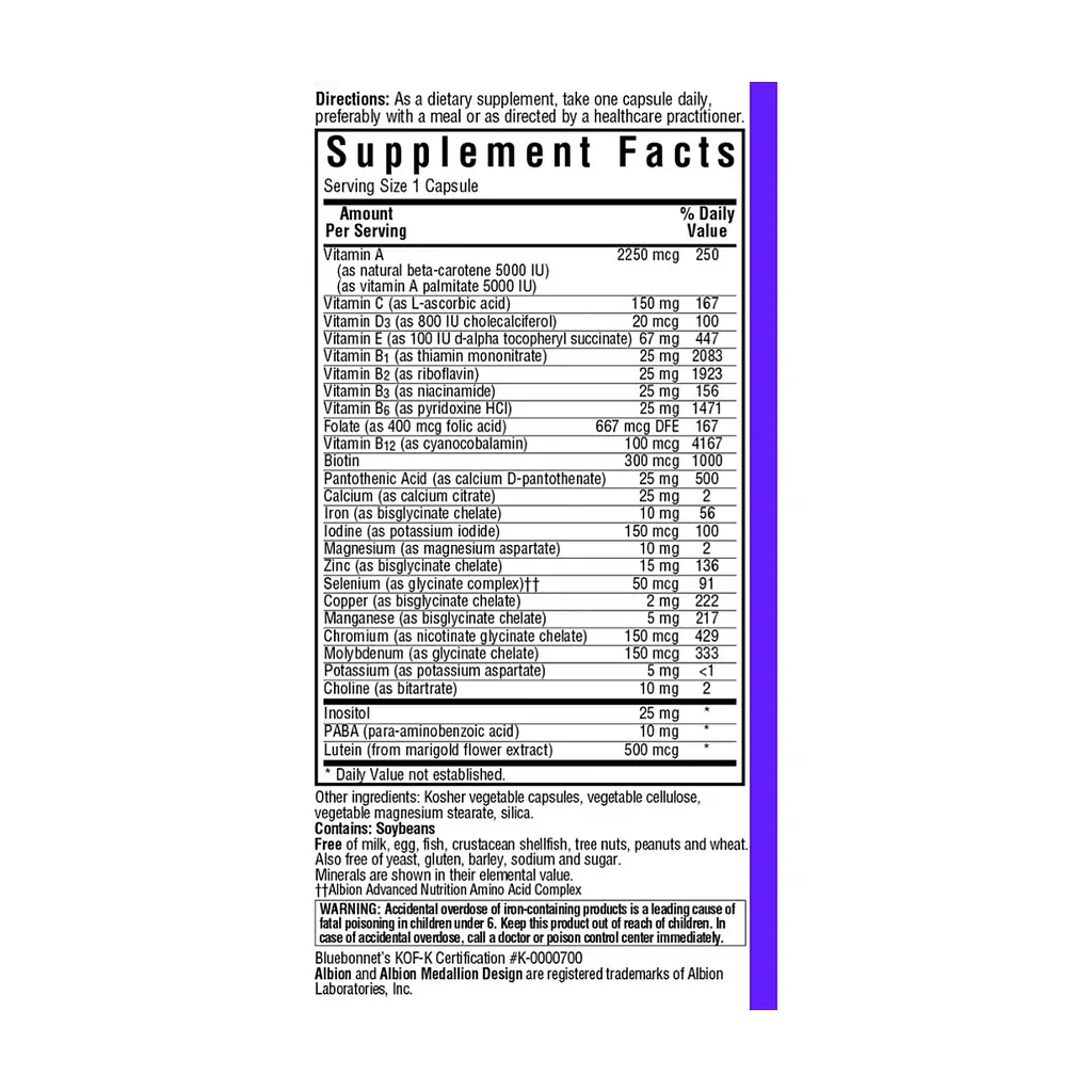 Мультивітамін Bluebonnet Nutrition Мультивітаміни з залізом, MultiONE, 30 гелевих капсул (BLB0126) - фото 2