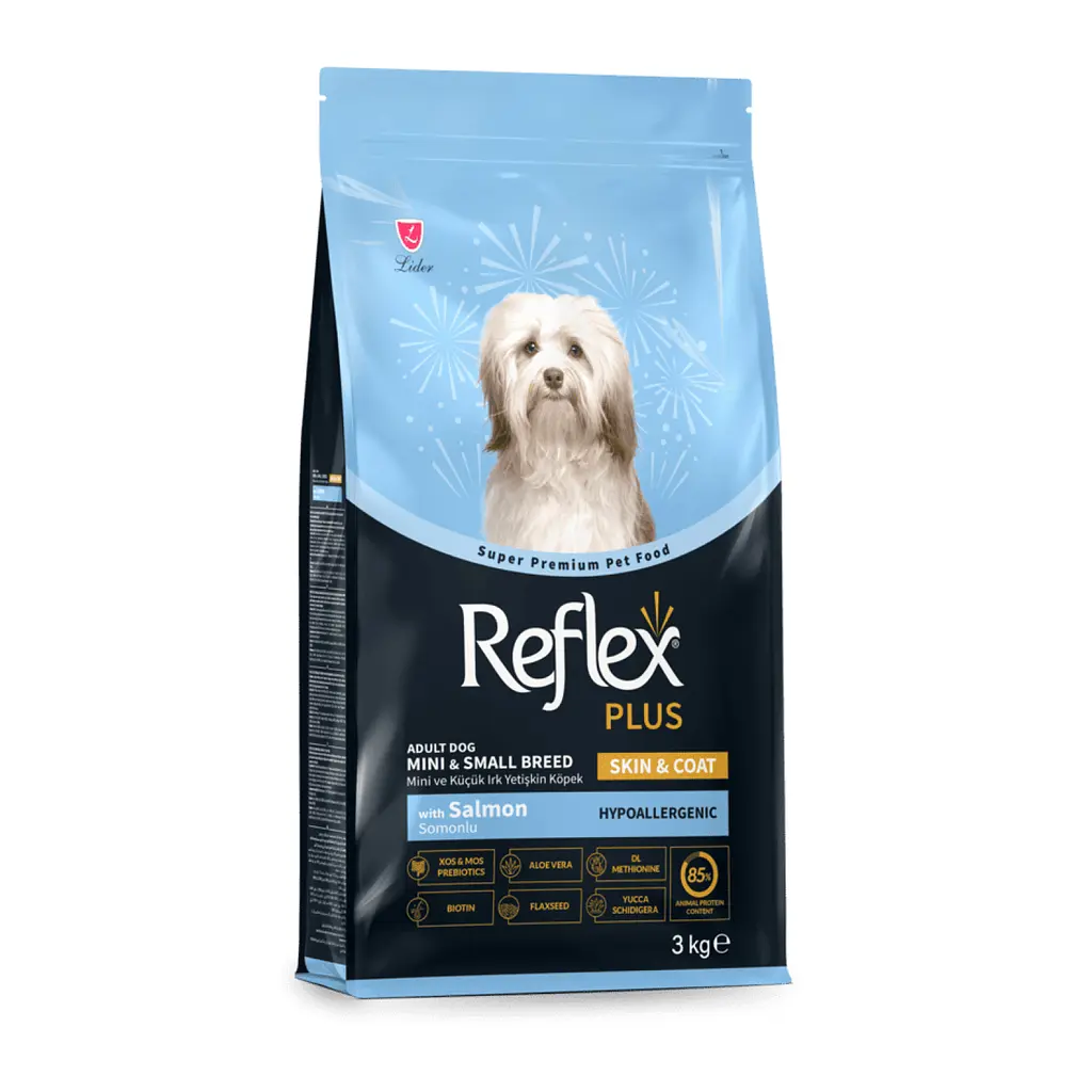 Полноценный и сбалансированный сухой корм Reflex Plus для кожи и шерсти собак малых пород с лососем 3 кг - фото 3
