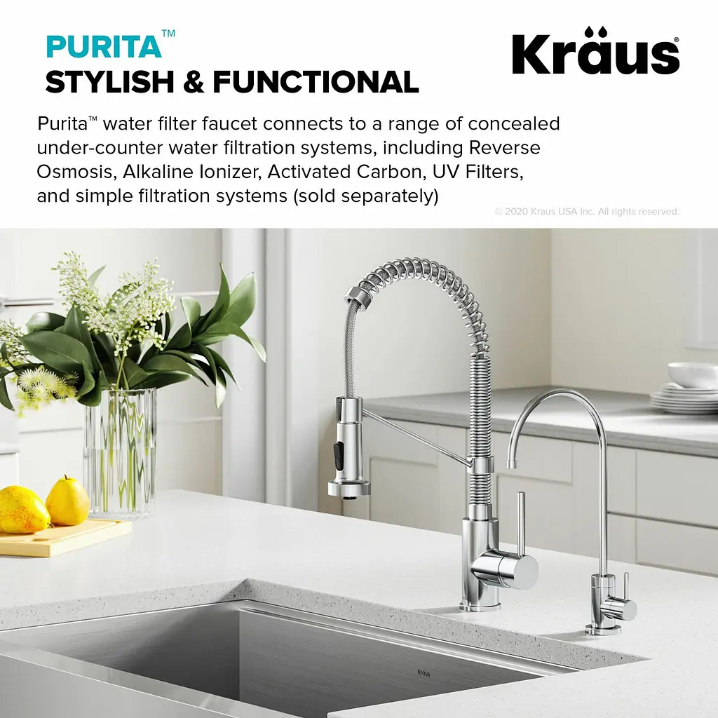 Кран кухонний до фільтру Kraus Purita FF-100CH, Хром - фото 8