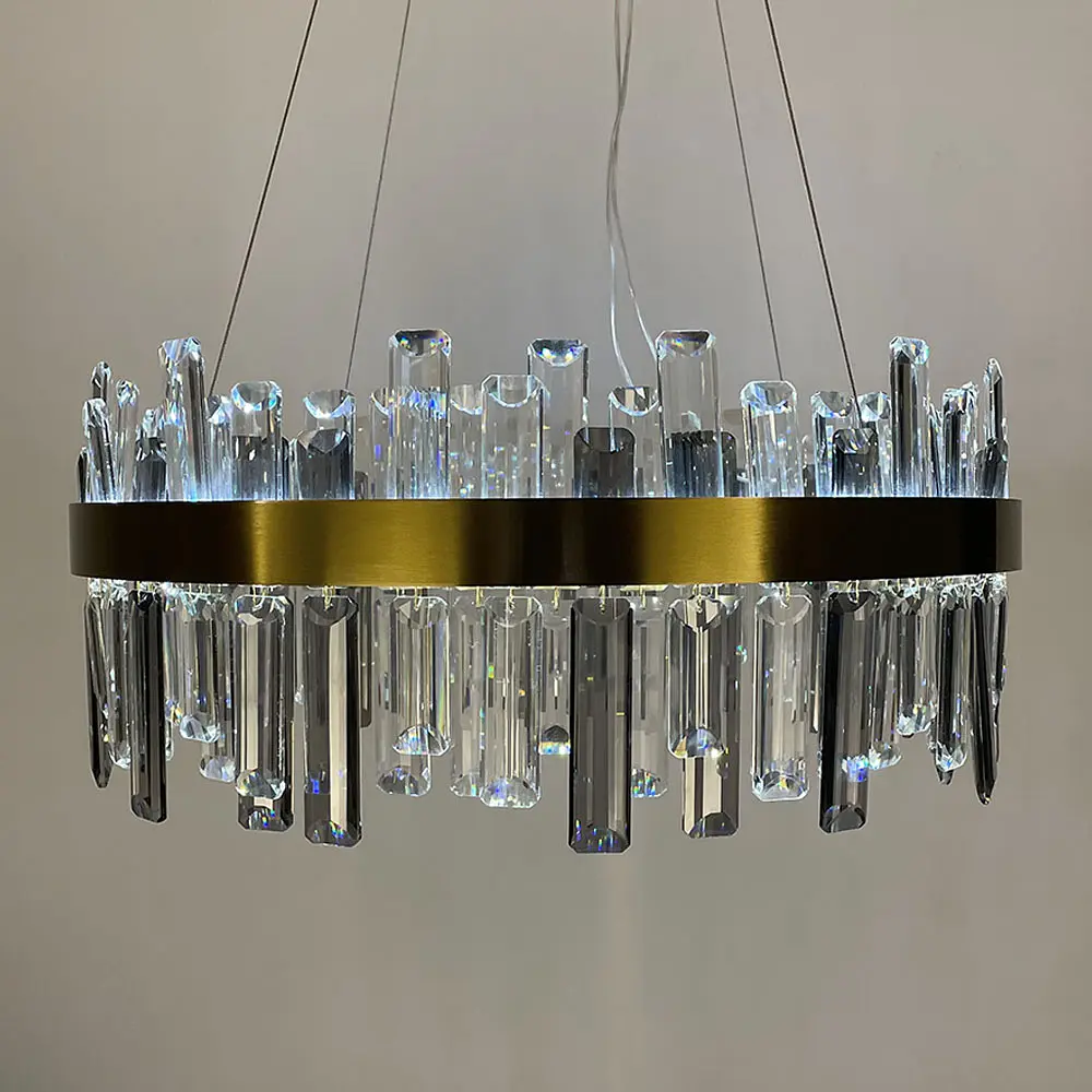 Подвесная кольцевая люстра с хрусталем в латунном корпусе Ø 80 см | Ст. MJ 210-800 AB | Line F - фото 4