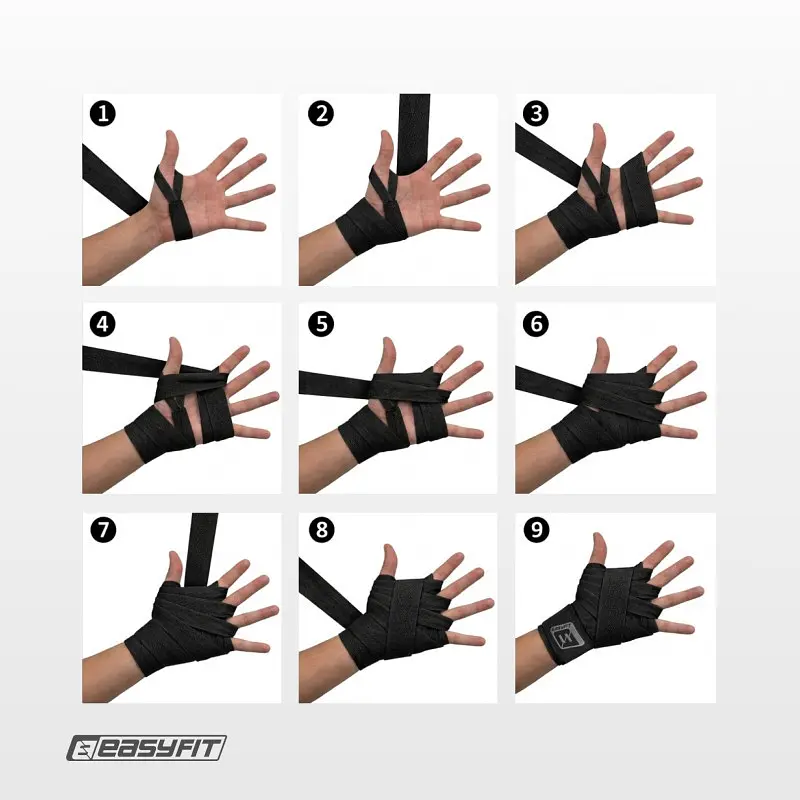 Бинти для боксу EasyFit EF-0373-40-bk, FlexWrap, чорний 4 м - фото 6