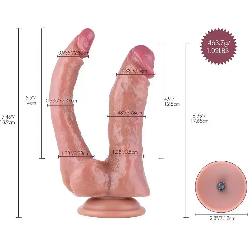 Фалоімітатор Hismith Double Penetrator 7.46″ KlicLok подвійний для секс-машин - фото 2