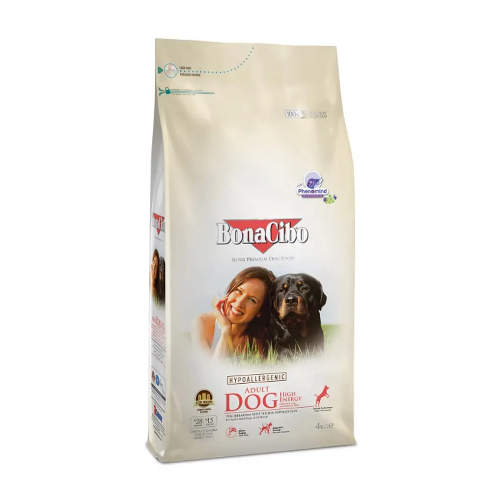 Сухой корм для собак BonaCibo Adult Dog High Energy Chicken&Rice with Anchovy 4 кг (8694686406175)