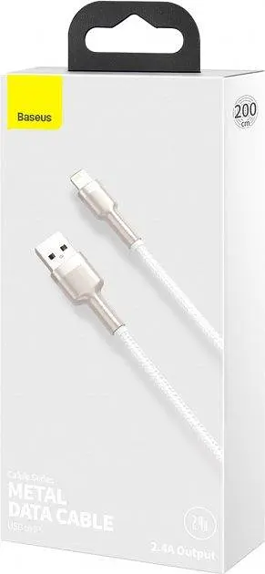 Кабель Baseus Cafule Metal Series Data Cable USB to Lightning 2.4A 2m CALJK-B02 White - фото 2