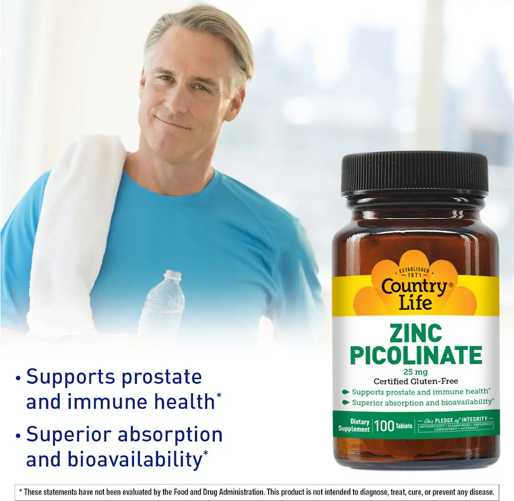 Вітаміни та мінерали Country Life Zinc Picolinate 25 mg, 100 таблеток - фото 3