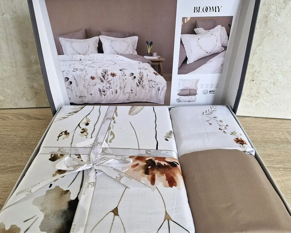 Турецька постільна білизна First Choice сатин 3D Bloomy євро 200х220 - фото 6