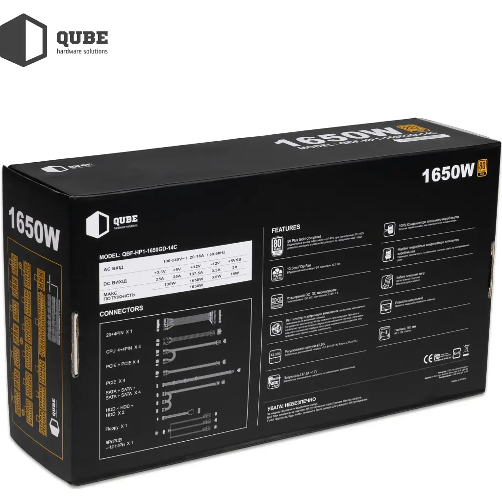 Блок живлення Qube 1650W (QBF-HP1-1650GD-14C) - фото 11