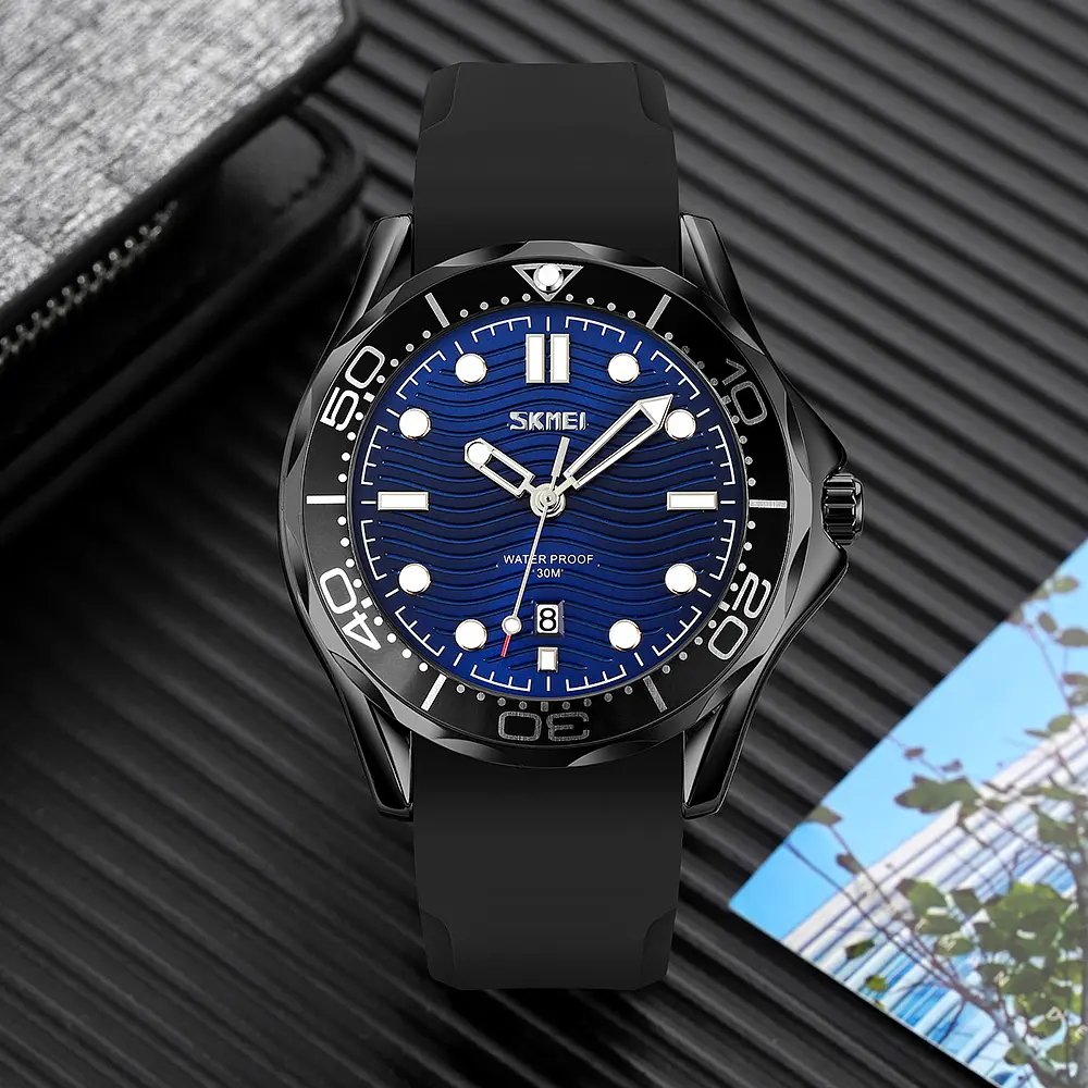 Чоловічий наручний годинник 9276PBKBU Black-Blue Silicone Strap Skmei acs0029808 - фото 4