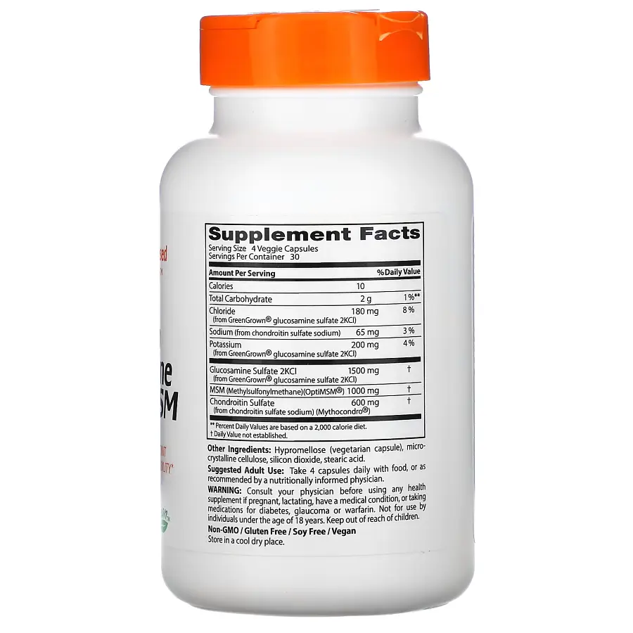 Препарат для суглобів і зв'язок Doctor's Best Vegan Glucosamine Chondroitin MSM, 120 вегакапсул - фото 2