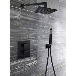 Верхній душ Paffoni Syncro Quadro 300x300xh8 мм із тримачем 400 мм black matt ZSOF078NO + ZSOF063NO, Чорний матовий - фото 12