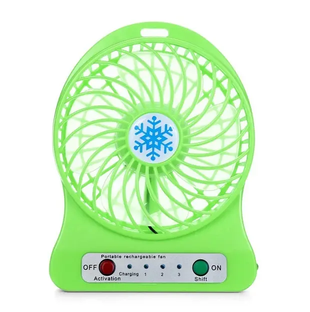 Вентилятор настільний акумуляторний 18650 USB діаметр 10см Portable Fan Mini зелений