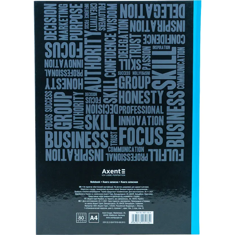 Книга записна Axent Colors A4 в клітинку 80 аркушів блакитна (8421-05-A) - фото 3