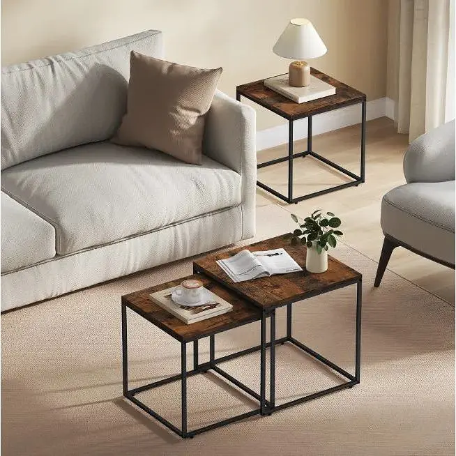 Комплект журнальных столиков Leobert Nika квадратный 50х50 50.5 см, 45х45х45.5 коричневый - фото 6