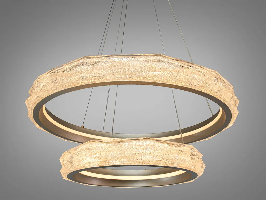 Золота підвісна LED-люстра Diasha 583-600+400G, 2 кільця, 152Вт, 60 см, до 21 м² - фото 3