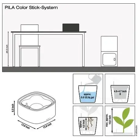 Вазон Lechuza PILA Color Stick 35х35х16.5 см темно-сірий (15946) - фото 3