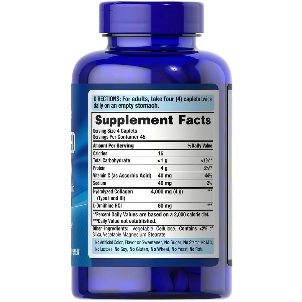Колаген Puritan's Pride Hydrolyzed Collagen гідролізований 1000 мг 180 капсул - фото 2