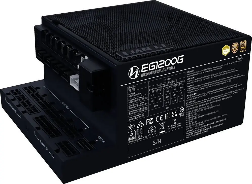 Блок живлення Lian Li Edge Gold 1200W Black with Hub, EU Cord (G9P.EG1200G.BH00.EU) - фото 4