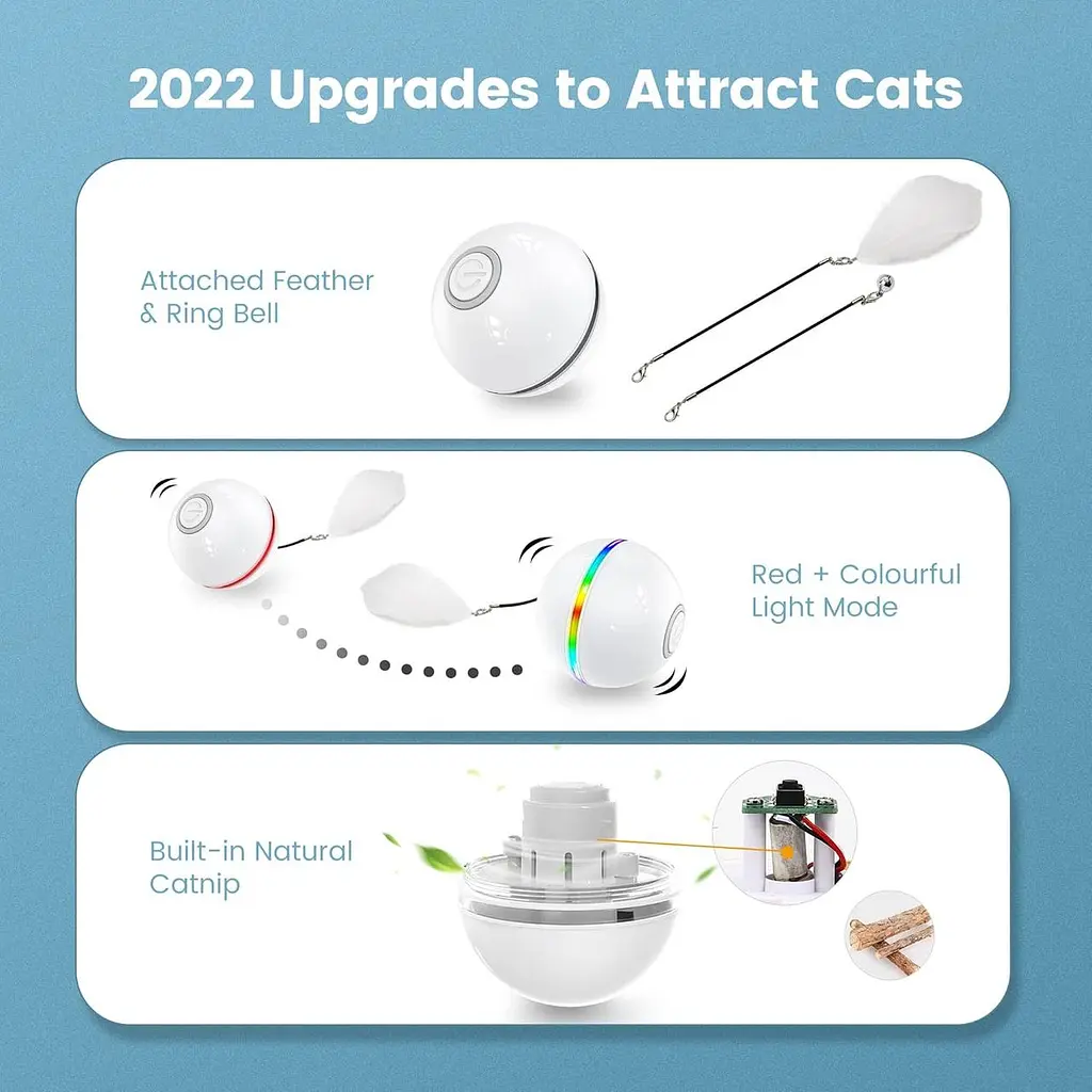 IOKHEIRA Cat Ball интерактивные игрушки для кошек, живущих в помещении, Wicked Ball игрушки для котят с колокольчиком - фото 2