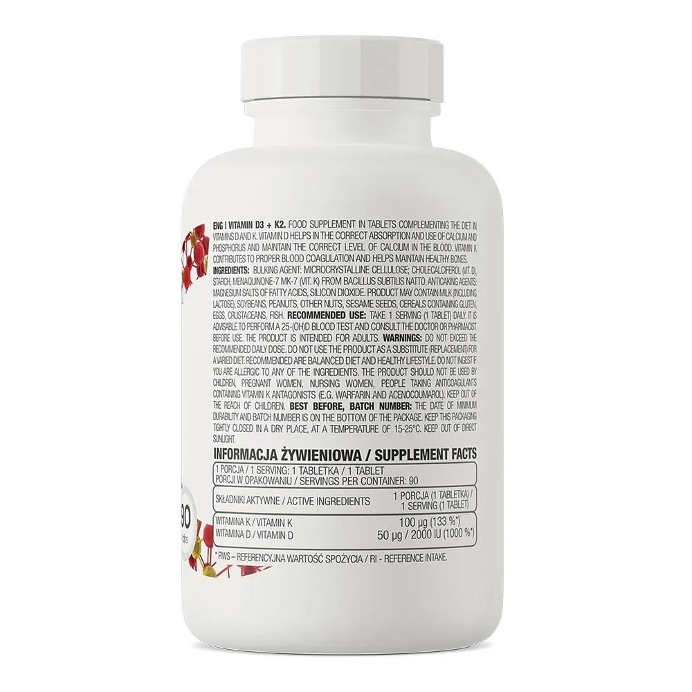 Вітаміни OstroVit Vitamin D3+K2, 90 таблеток - фото 2