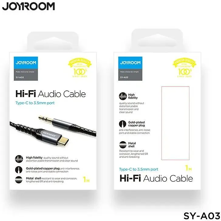 Кабель Joyroom Type-C Audio до 3.5 мм port audio cable SY-A03 1 м - фото 2