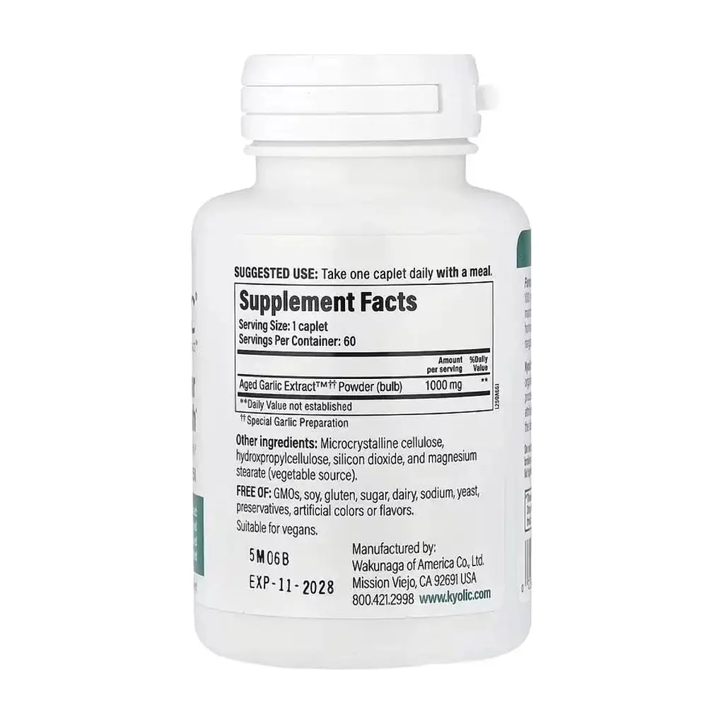 Вітамінно-мінеральний комплекс Kyolic Екстракт часнику, 1000 мг, Aged Garlic Extract, Cardiovascular, 60 веганськ (WAK-25066) - фото 2