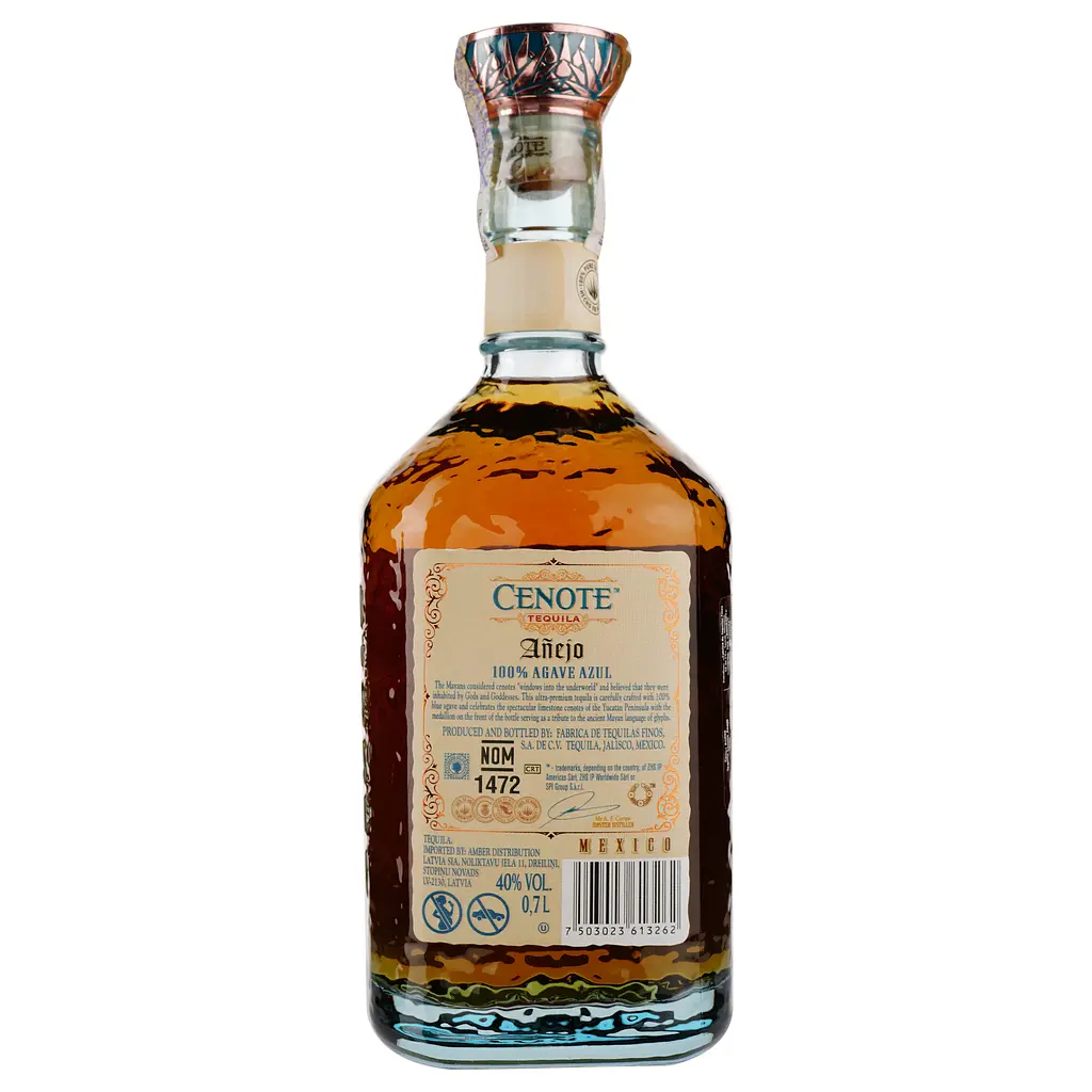 Текила Cenote Anejo 100% Agave, 40%, 0,7 л - фото 2