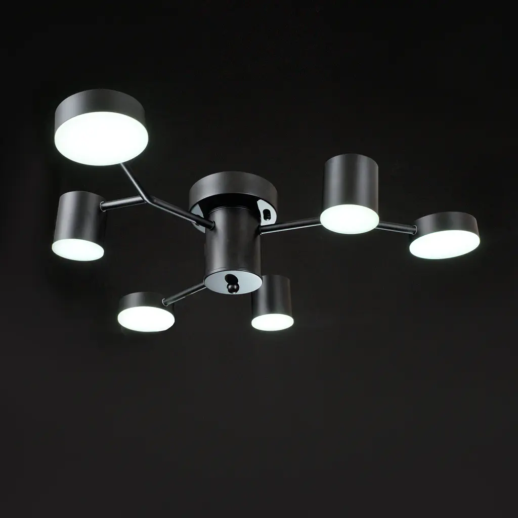 Люстра стельова Brille в спальню LED 42W WW+NW+CW BK (BR-01 634C/6) - фото 2