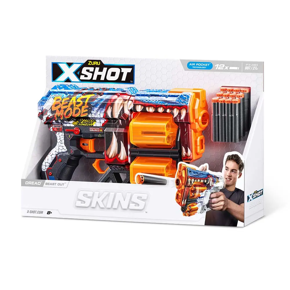 Скорострельный бластер Zuru X-Shot Skins Dread Beast Out 12 патронов (36517P) - фото 4