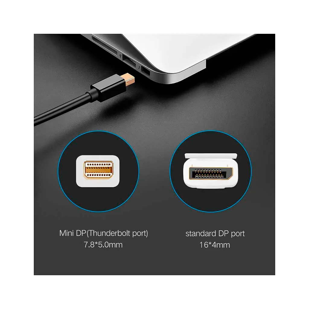 Кабель мультимедійний miniDisplayPort M to DisplayPort M 1.5m MD105 black Ugreen (10477) - фото 3