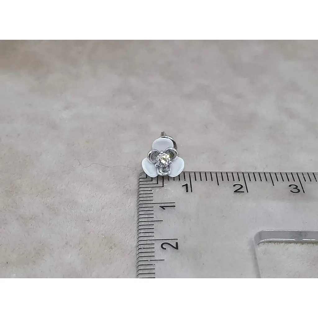 Серебряные серьги Aurora Цветочки с керамикой и фианитами. С2032Б - фото 4