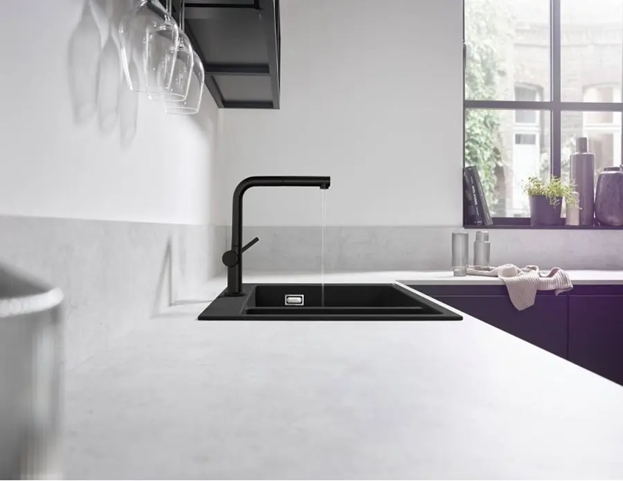 Смеситель для кухни Hansgrohe Talis M54 270 1jet с выдвижным изливом Matt Black 72808670 Черный матовый - фото 2