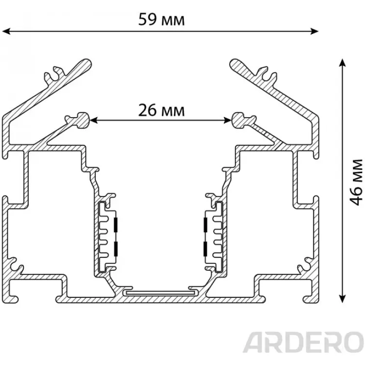 Шинопровід Ardero CABM1005 для натяжних стель вбудований 3 м чорний (81041) - фото 2