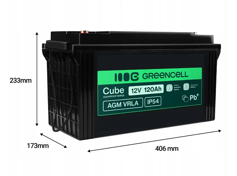 Акумулятор Green Cell AGM VRLA 12 V 120 Ah IP54 для фотоелектричних систем, яхт, човнів, сонячних панелей - фото 6