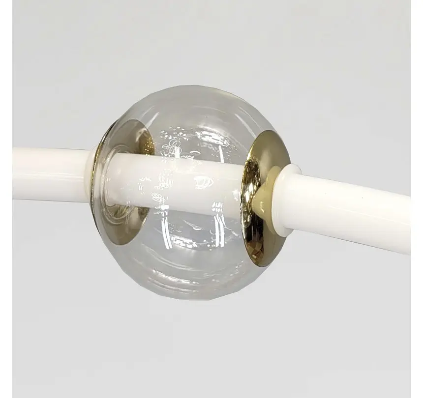 Велика підвісна світлодіодна люстра Artlight 81991/D940 біла з латунню та скляними плафонами 50W - фото 4