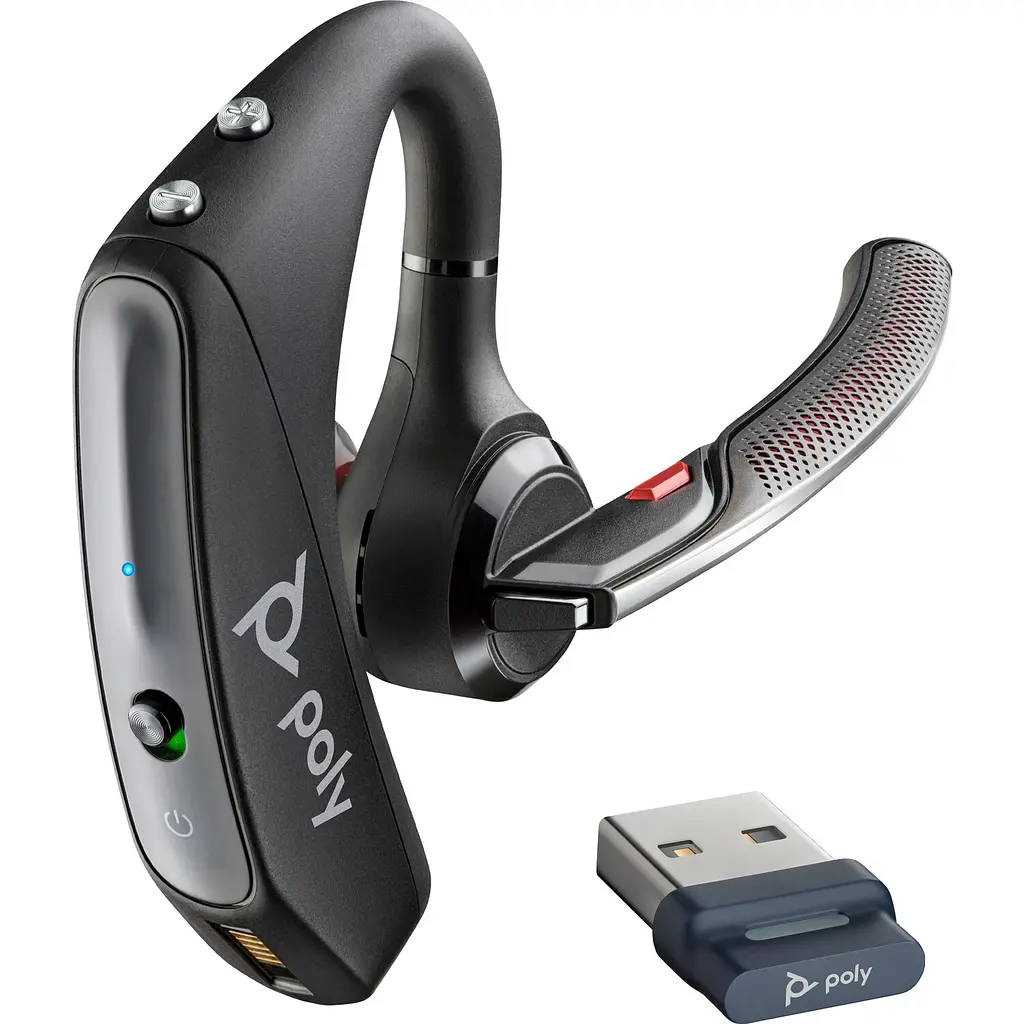 Гарнітура Poly комп'ютерна моно In-ear Voyager 5200 з адаптером BT700 USB-A Bluetooth всеспрямований Acoustic fence чорний (7K2F3AA) - фото 8