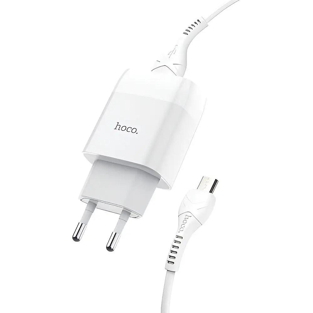 Зарядний пристрій Hoco C72A Glorious (1USB, 2.1А) White + кабель MicroUSB (6931474713001) - фото 6