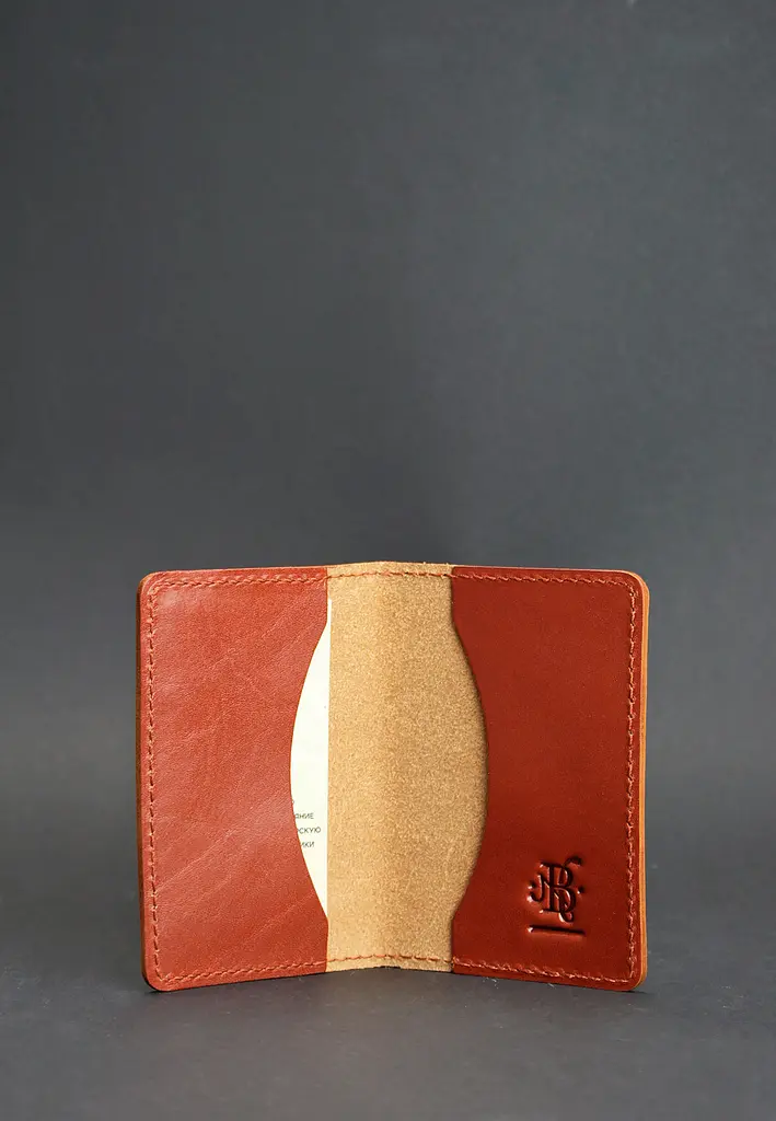 Шкіряний кард-кейс (візитниця) 6.0 світло-коричневий - фото 4